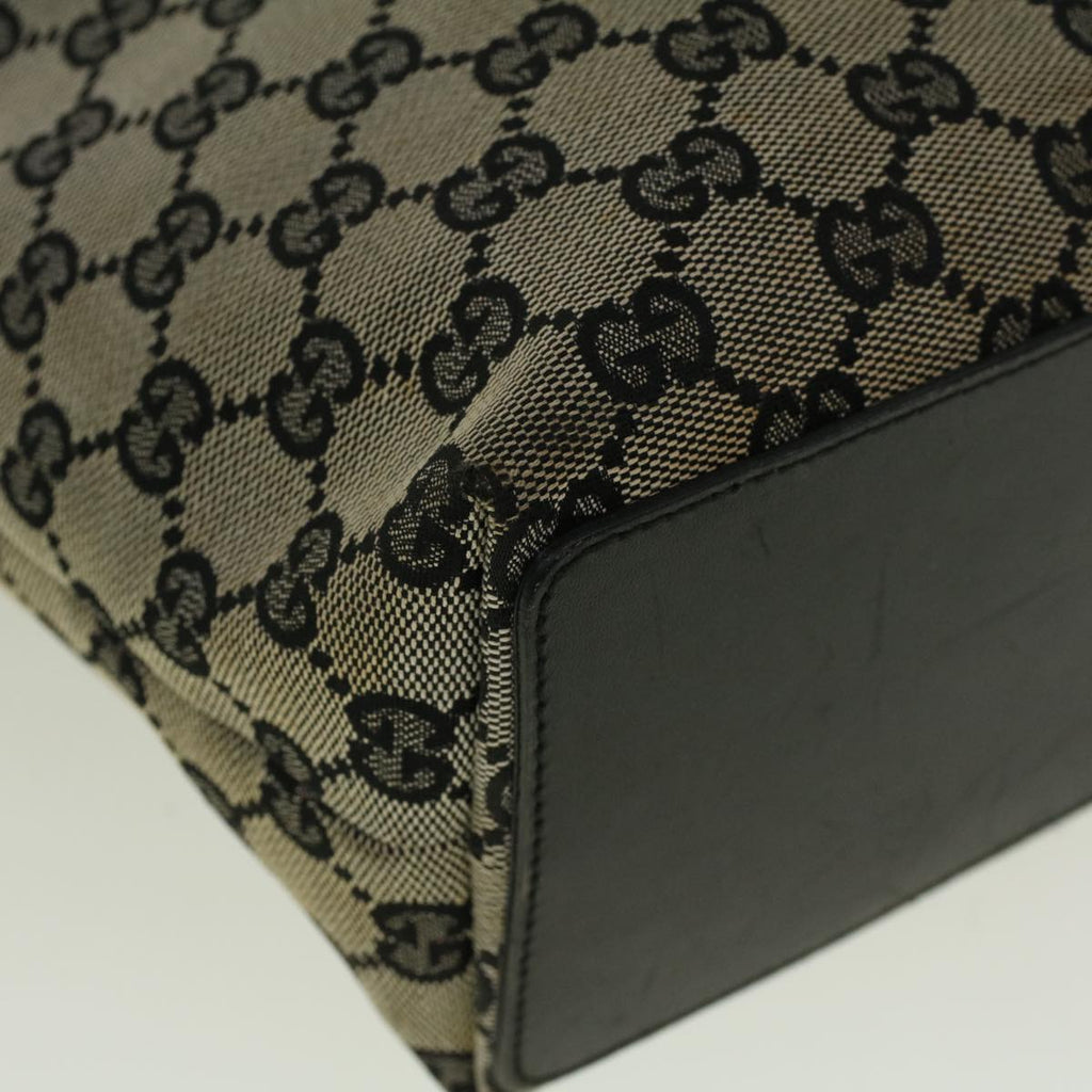 GUCCI GG Canvas Tote Bag Beige Black 002 1099 ki3672