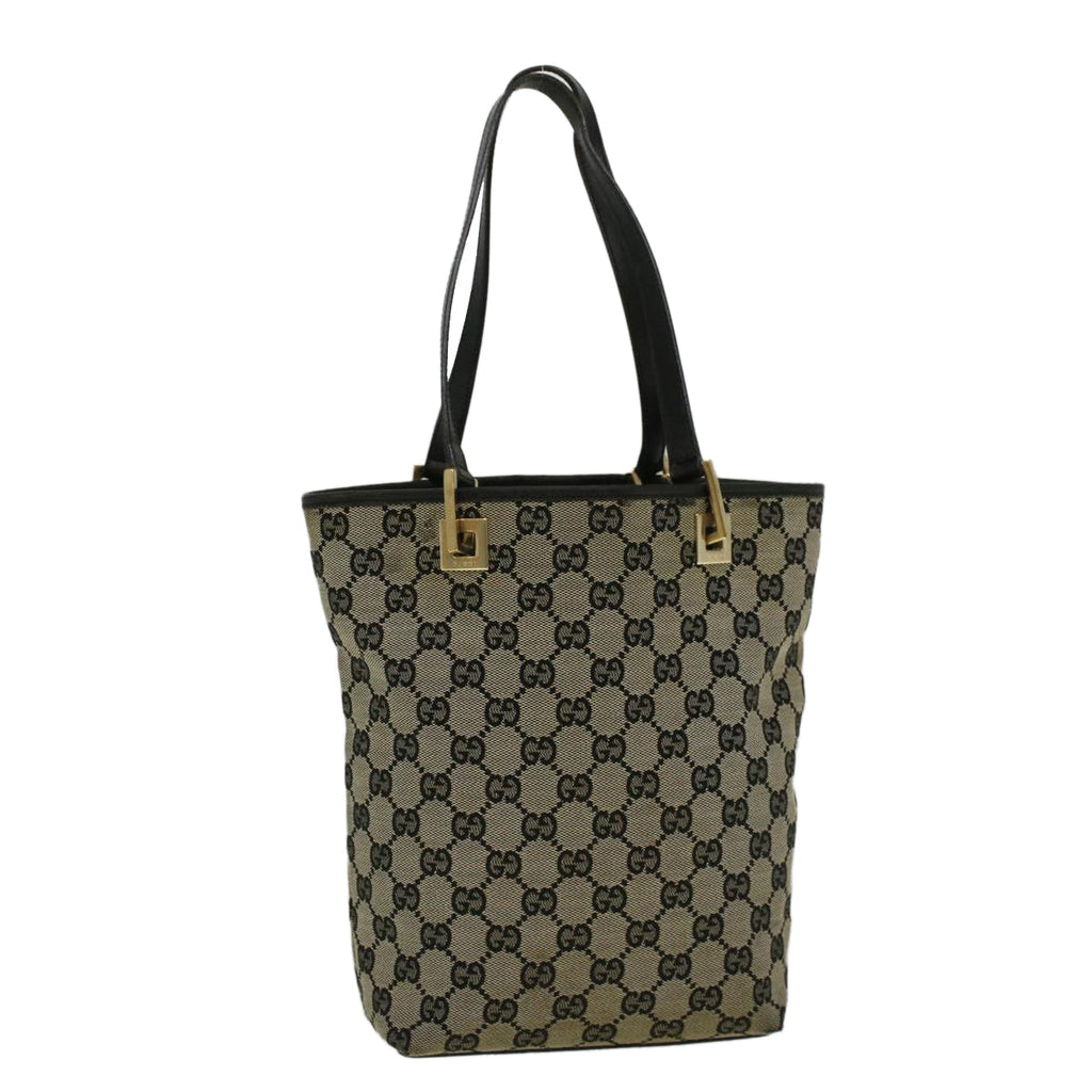 GUCCI GG Canvas Tote Bag Beige Black 002 1099 ki3672