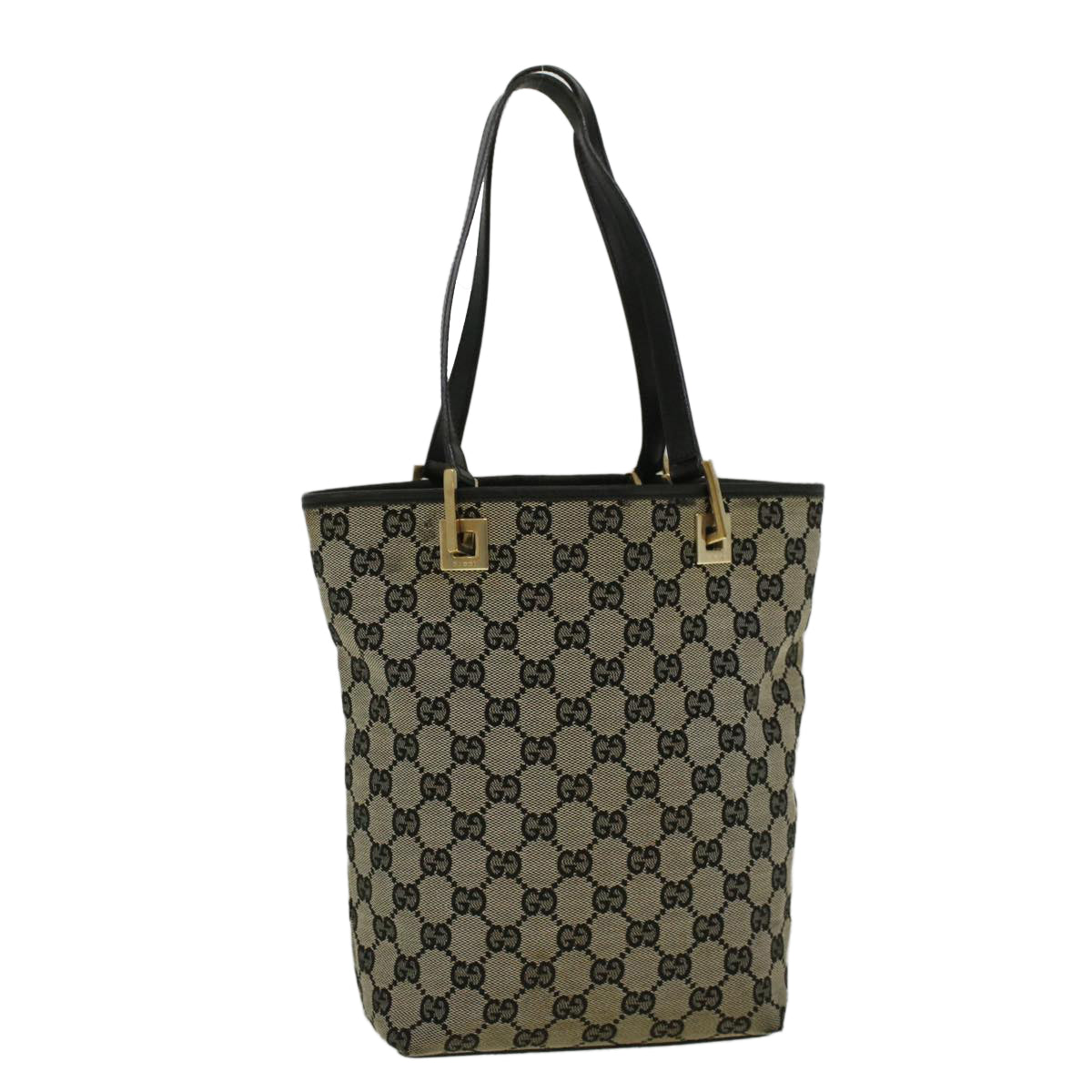 GUCCI GG Canvas Tote Bag Beige Black 002 1099 ki3672