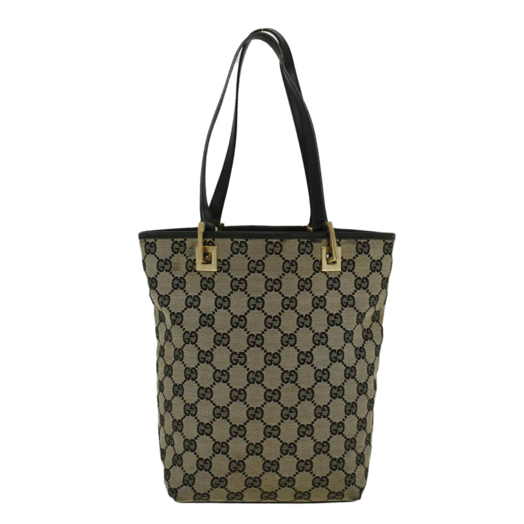 GUCCI GG Canvas Tote Bag Beige Black 002 1099 ki3672