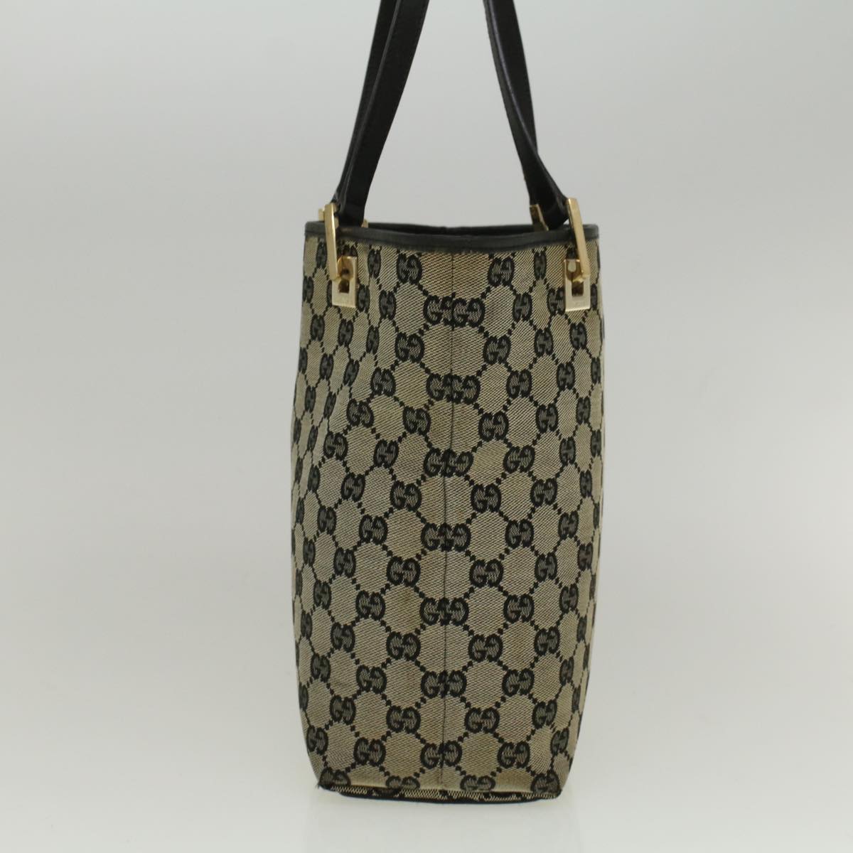 GUCCI GG Canvas Tote Bag Beige Black 002 1099 ki3672