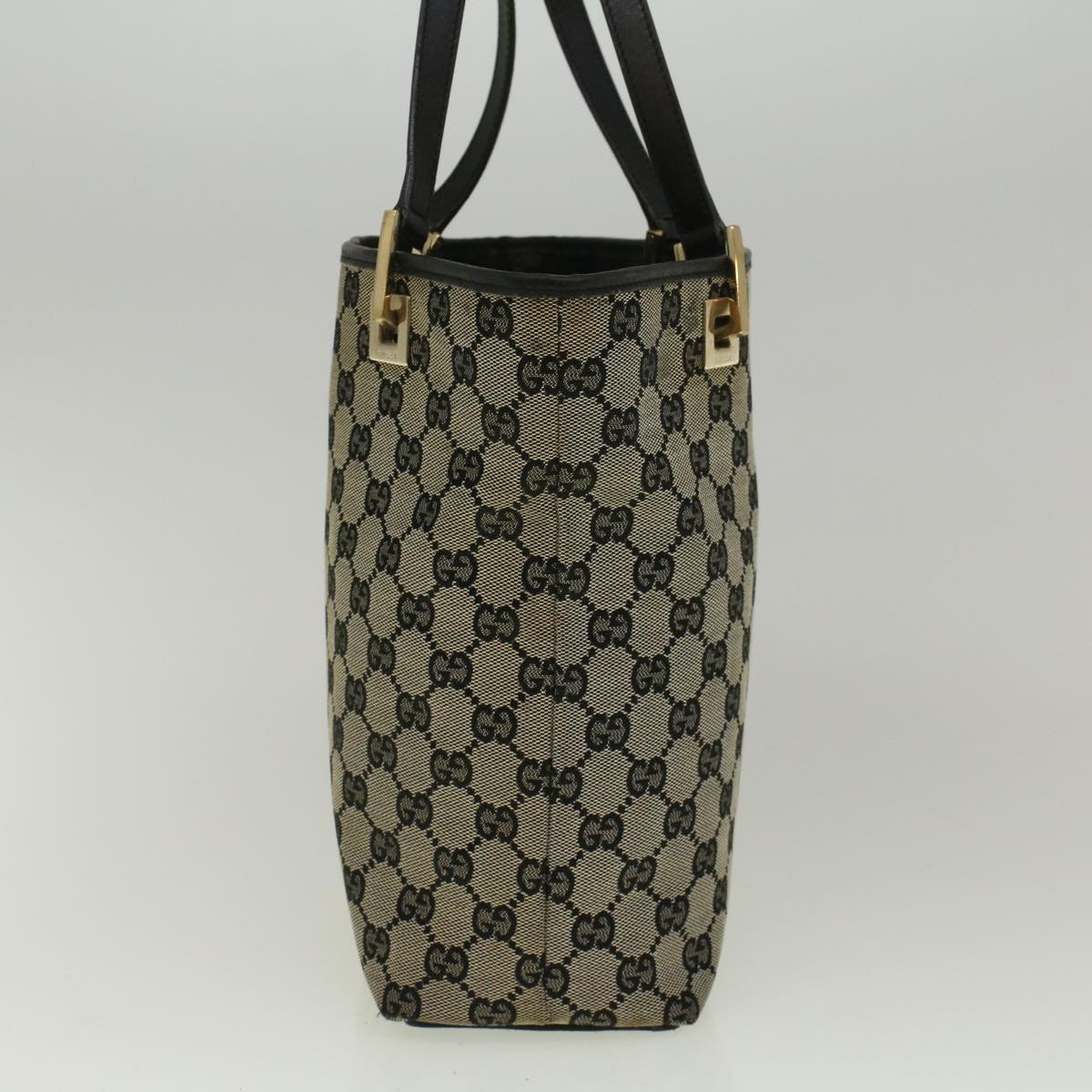 GUCCI GG Canvas Tote Bag Beige Black 002 1099 ki3672