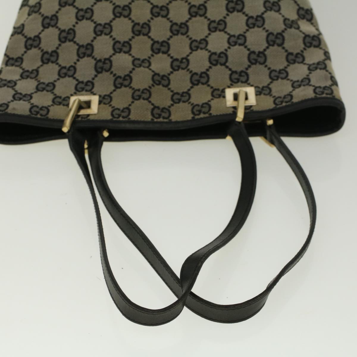 GUCCI GG Canvas Tote Bag Beige Black 002 1099 ki3672