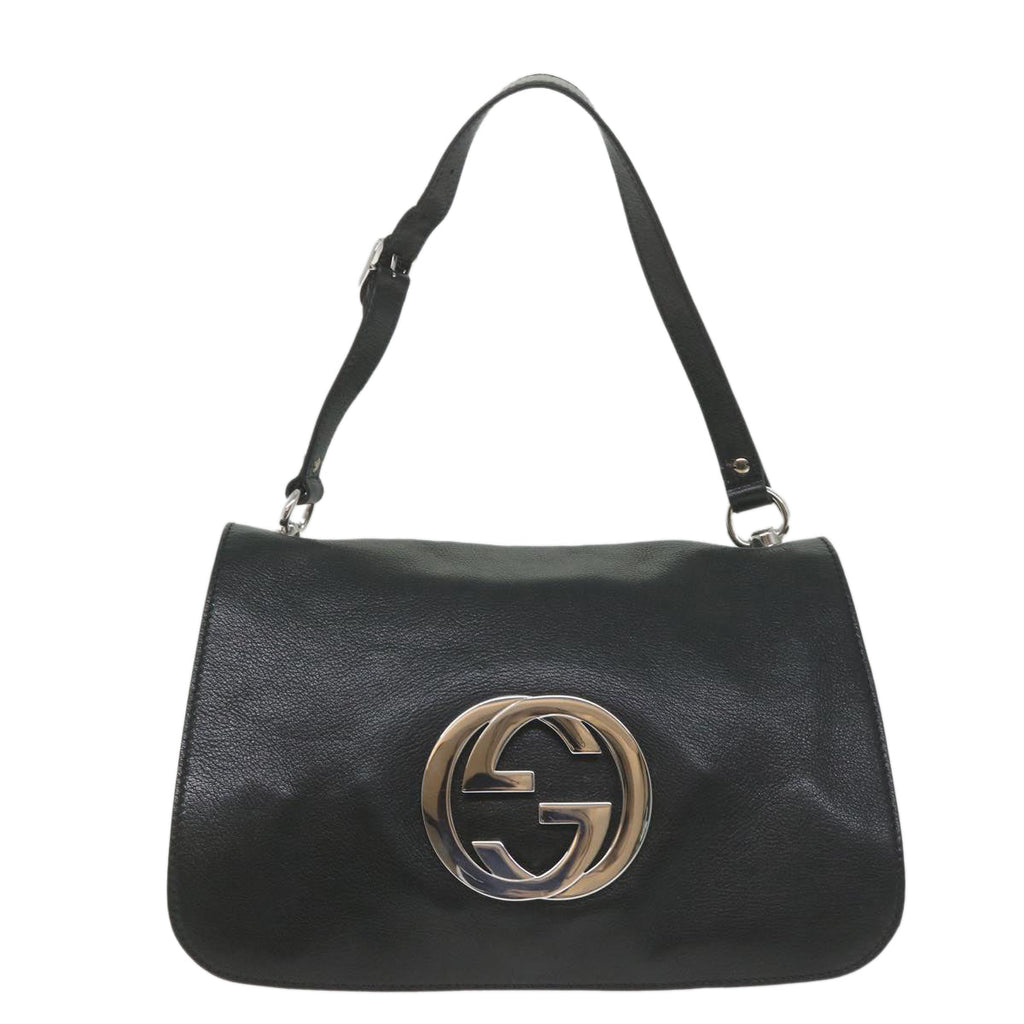 GUCCI Interlocking Shoulder Bag Leather Black 115746 ki3687