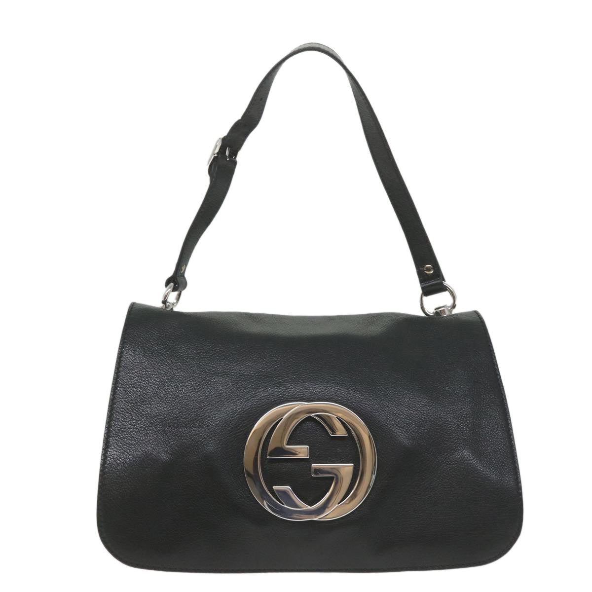 GUCCI Interlocking Shoulder Bag Leather Black 115746 ki3687