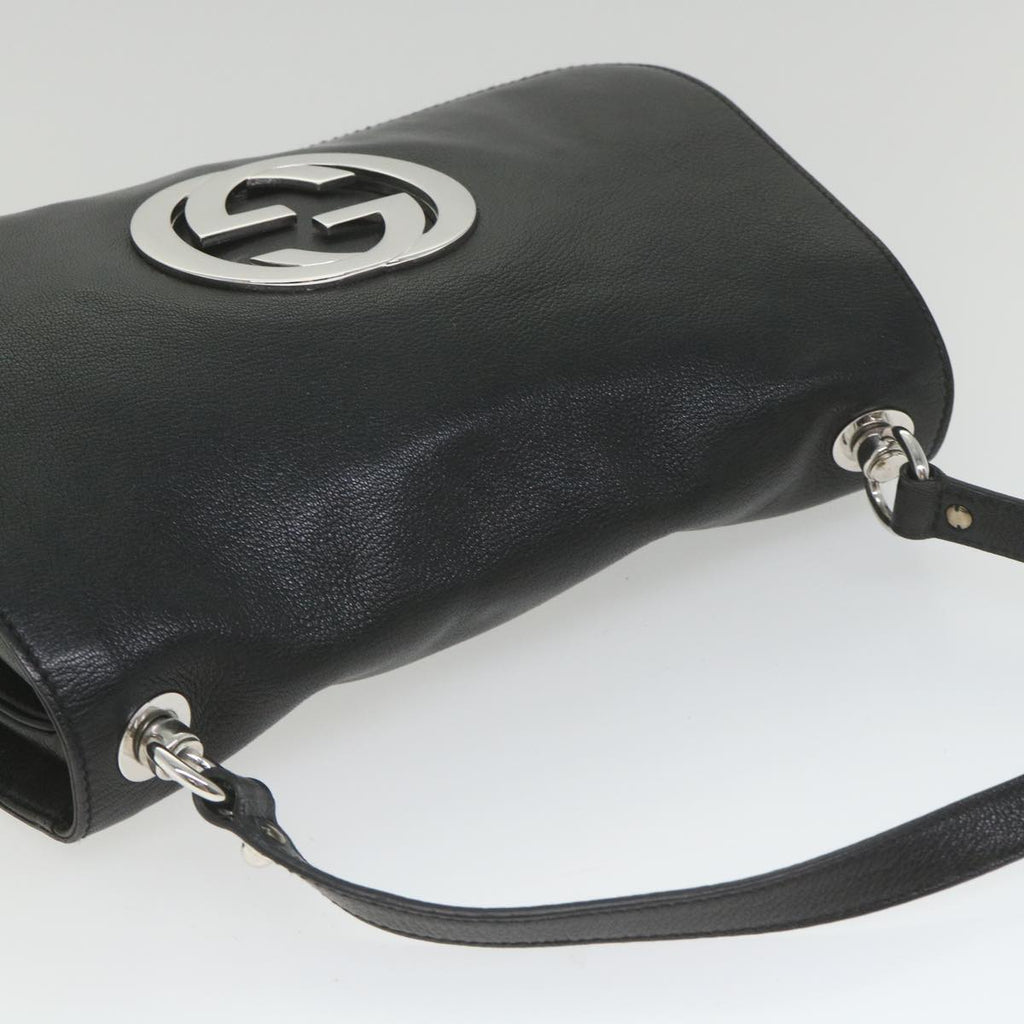 GUCCI Interlocking Shoulder Bag Leather Black 115746 ki3687