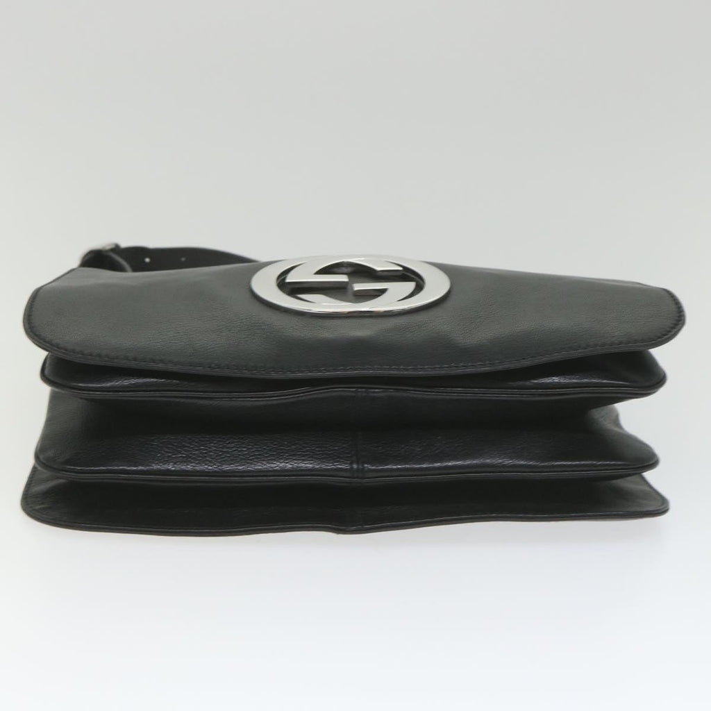 GUCCI Interlocking Shoulder Bag Leather Black 115746 ki3687