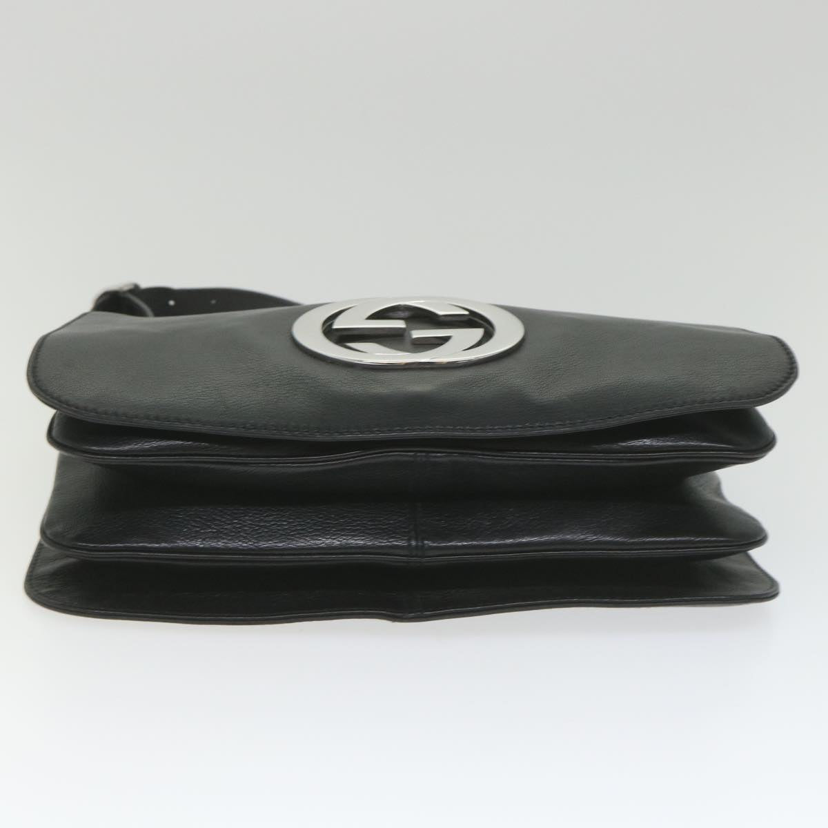 GUCCI Interlocking Shoulder Bag Leather Black 115746 ki3687