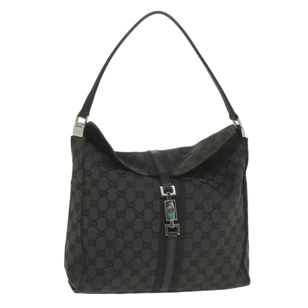 GUCCI GG Canvas jackie c Shoulder Bag Black 001.3355 ki3690