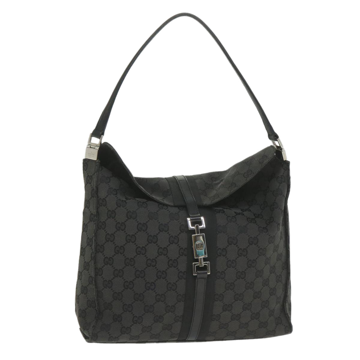 GUCCI GG Canvas jackie c Shoulder Bag Black 001.3355 ki3690
