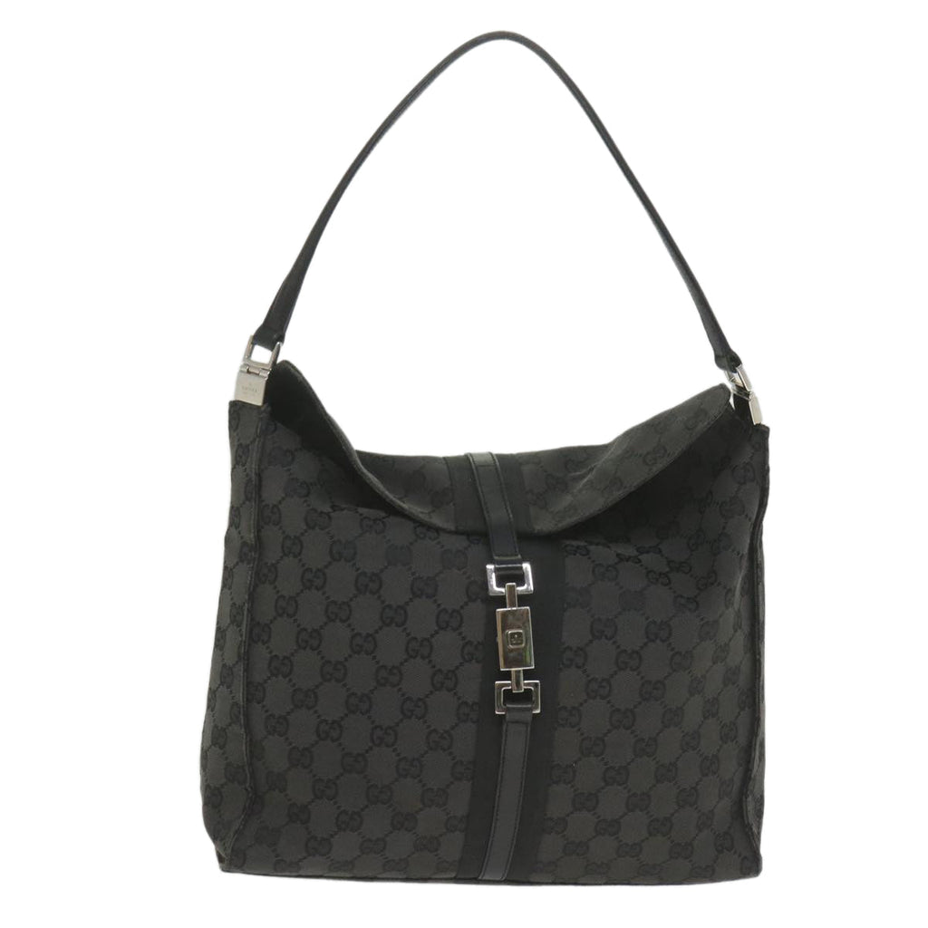GUCCI GG Canvas jackie c Shoulder Bag Black 001.3355 ki3690