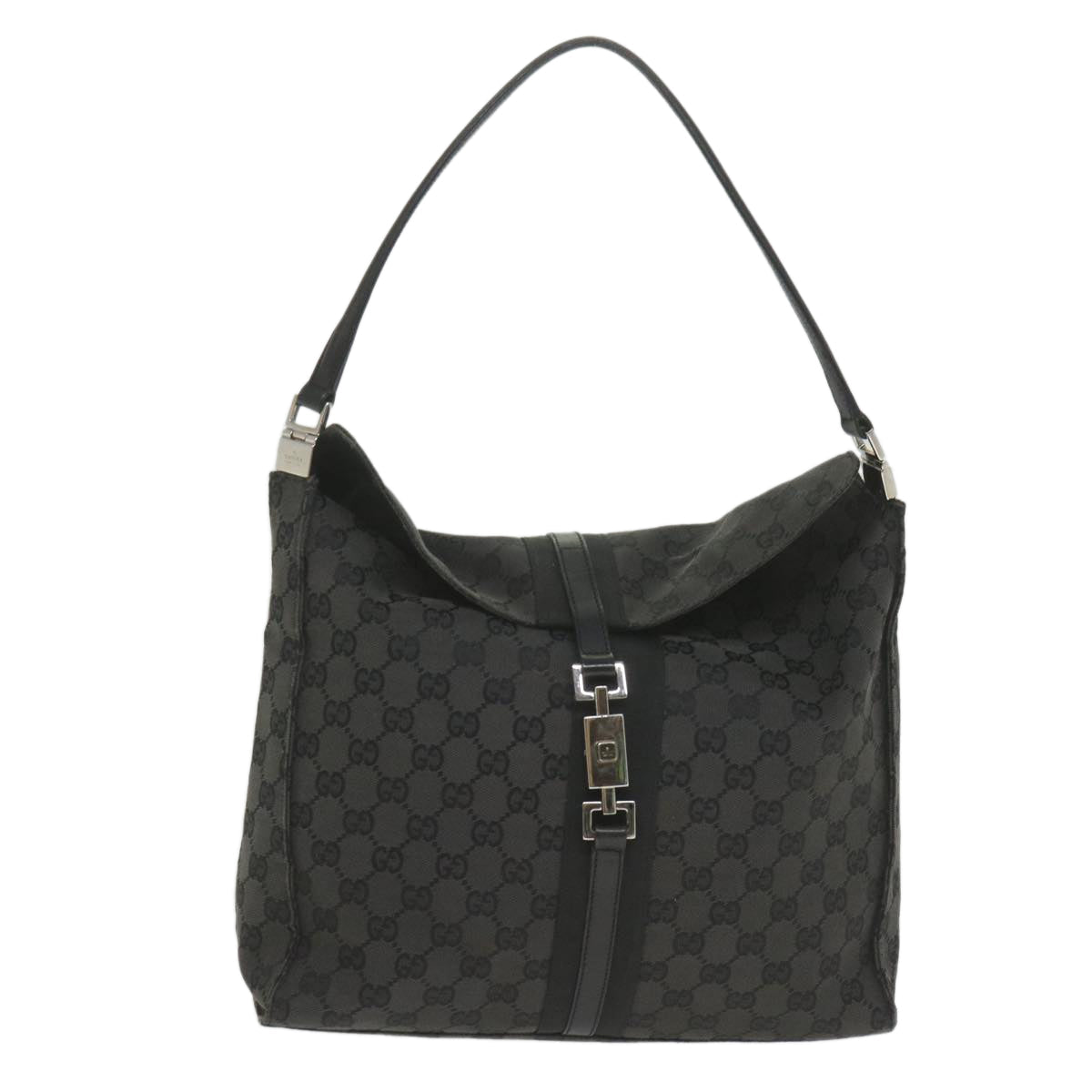 GUCCI GG Canvas jackie c Shoulder Bag Black 001.3355 ki3690