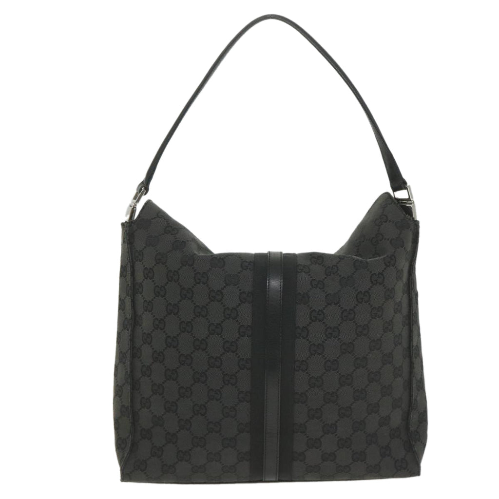 GUCCI GG Canvas jackie c Shoulder Bag Black 001.3355 ki3690