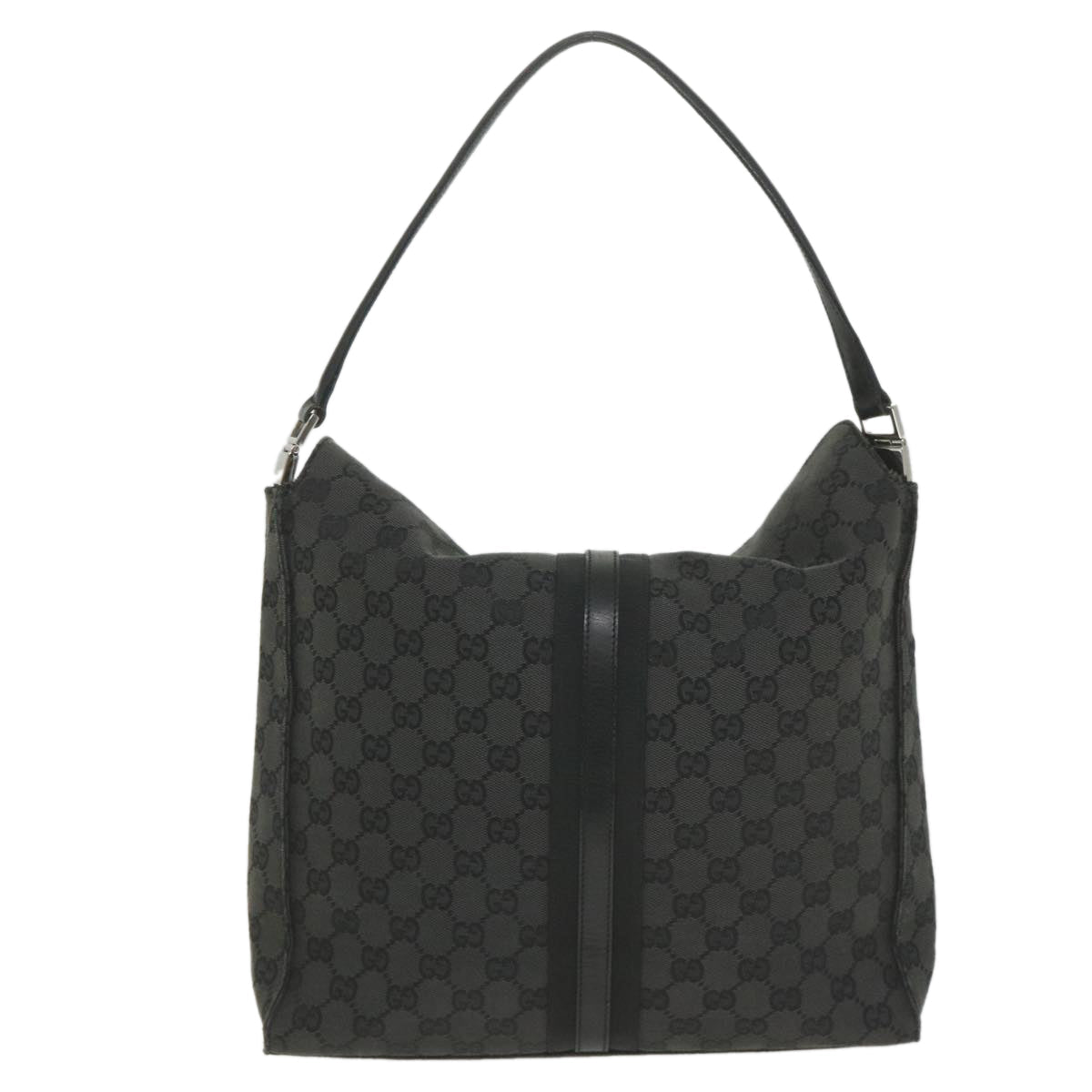 GUCCI GG Canvas jackie c Shoulder Bag Black 001.3355 ki3690