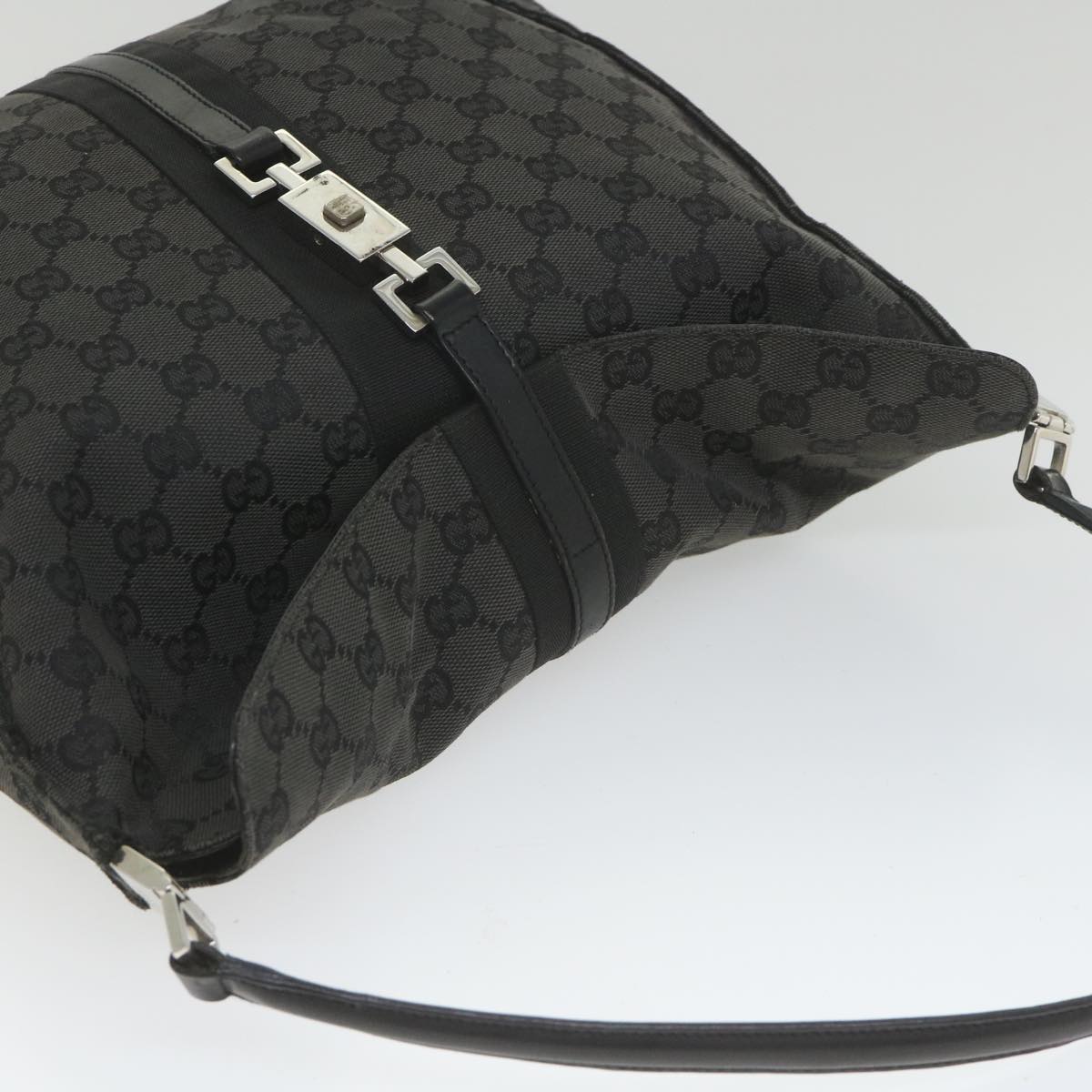 GUCCI GG Canvas jackie c Shoulder Bag Black 001.3355 ki3690