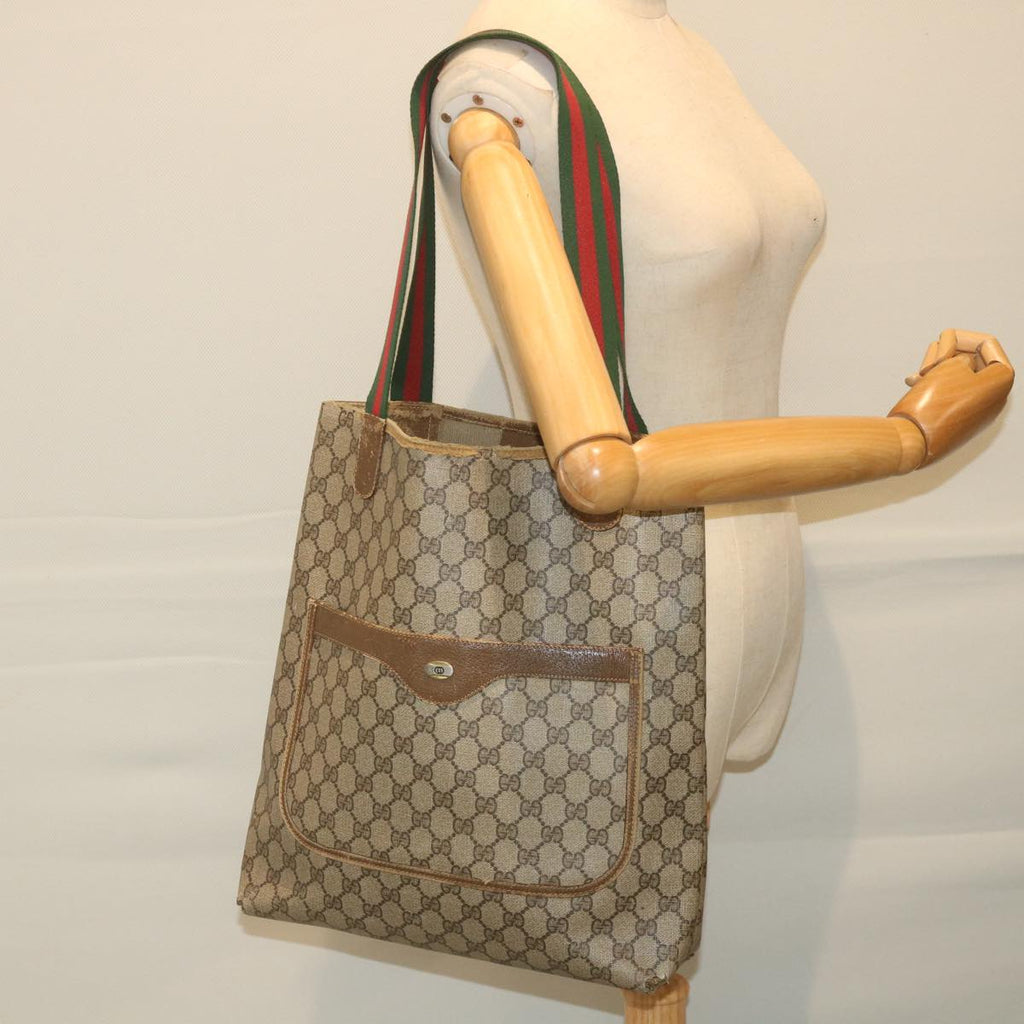 GUCCI GG Supreme Web Sherry Line Tote Bag Beige Red Green 40 02 003 ki3717