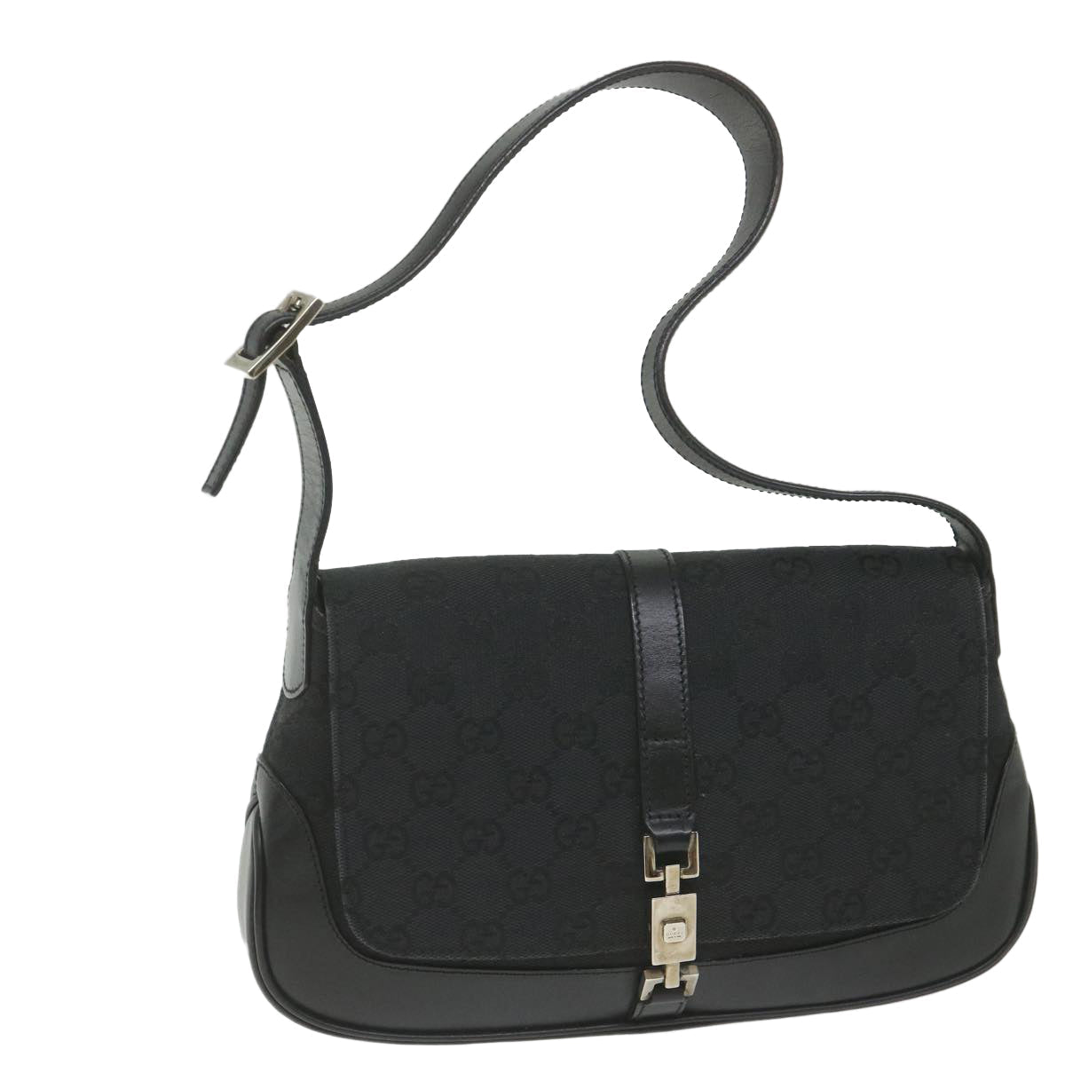 GUCCI GG Canvas Jackie Shoulder Bag Black 001 3824 002058 ki3727