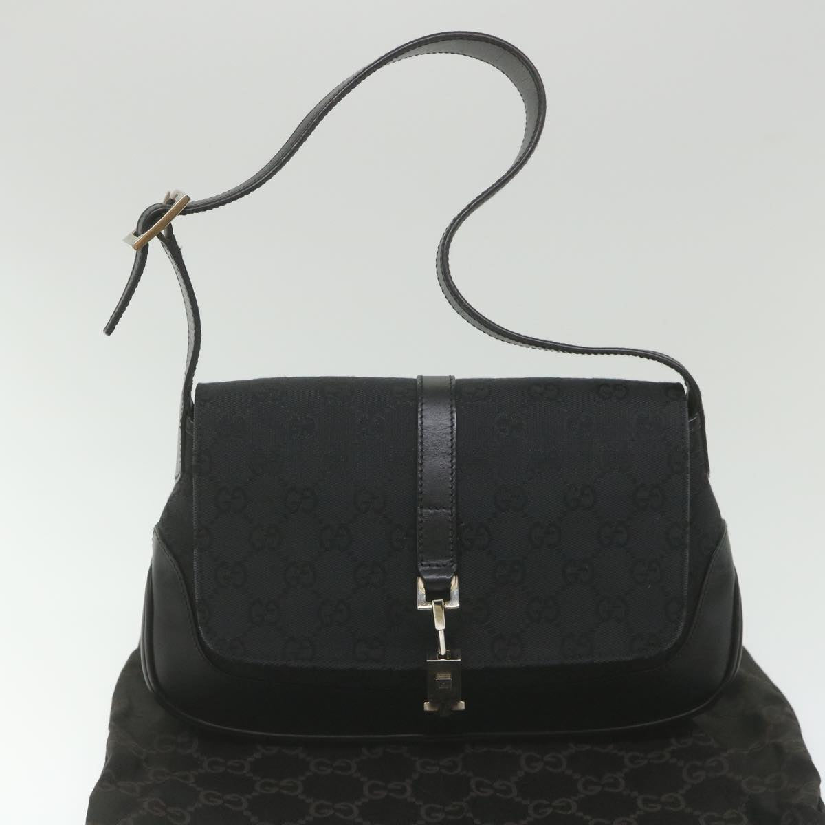 GUCCI GG Canvas Jackie Shoulder Bag Black 001 3824 002058 ki3727