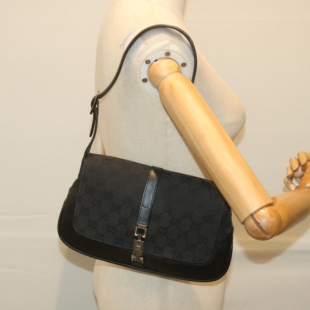 GUCCI GG Canvas Jackie Shoulder Bag Black 001 3824 002058 ki3727