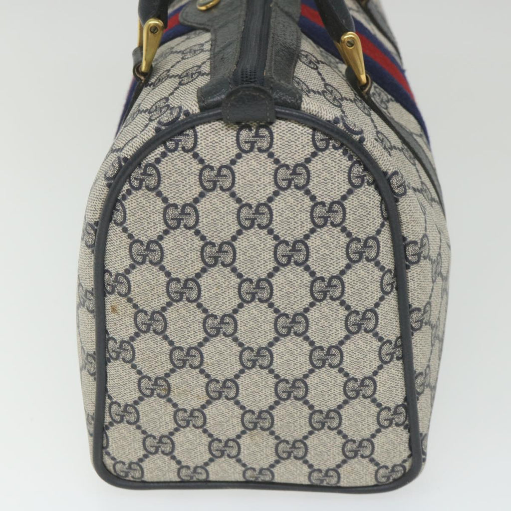 GUCCI GG Supreme Sherry Line Boston Bag Red Navy Gray 98 02 007 ki3731
