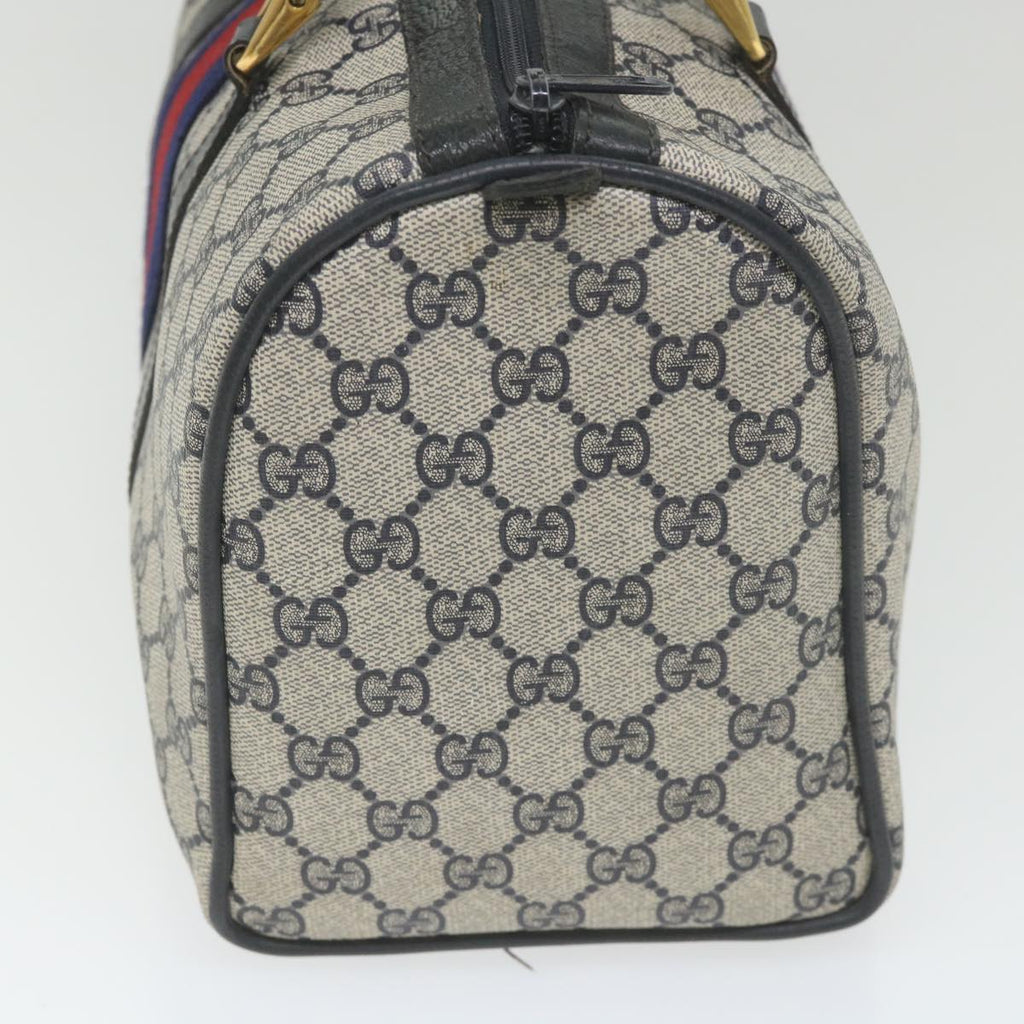GUCCI GG Supreme Sherry Line Boston Bag Red Navy Gray 98 02 007 ki3731