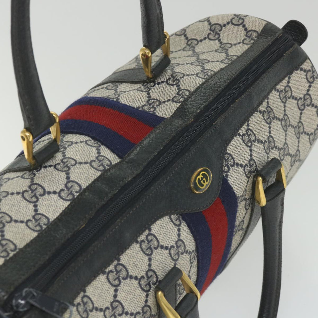 GUCCI GG Supreme Sherry Line Boston Bag Red Navy Gray 98 02 007 ki3731