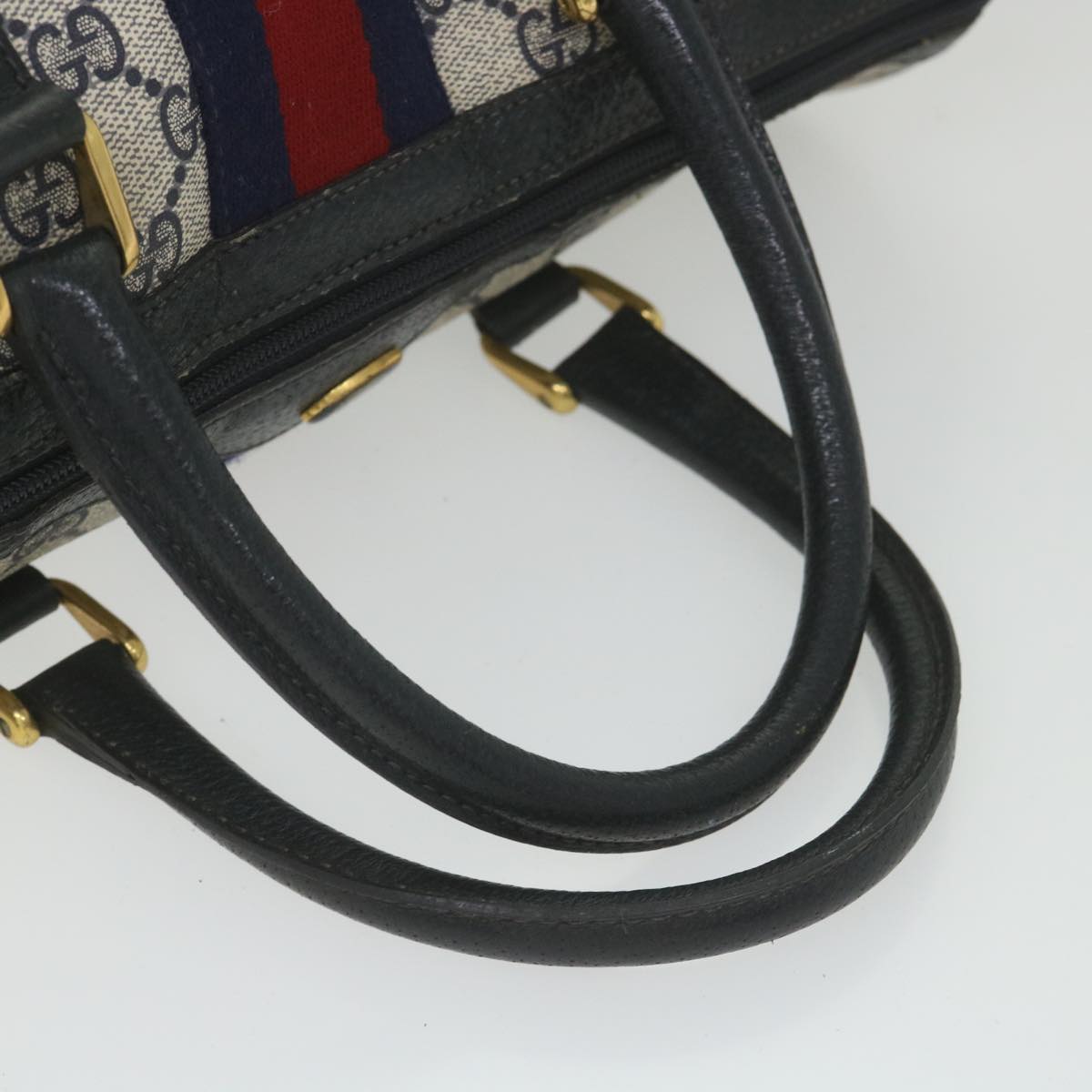 GUCCI GG Supreme Sherry Line Boston Bag Red Navy Gray 98 02 007 ki3731
