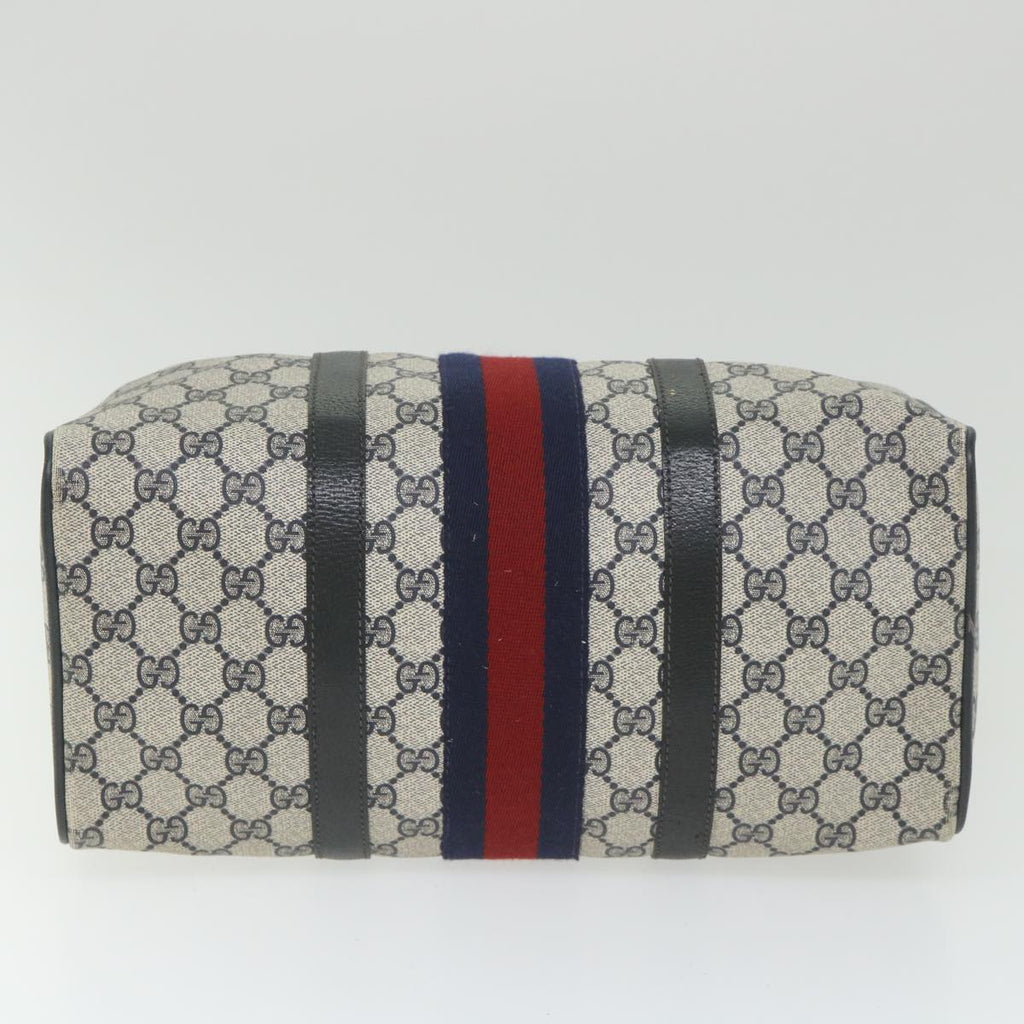 GUCCI GG Supreme Sherry Line Boston Bag Red Navy Gray 98 02 007 ki3731