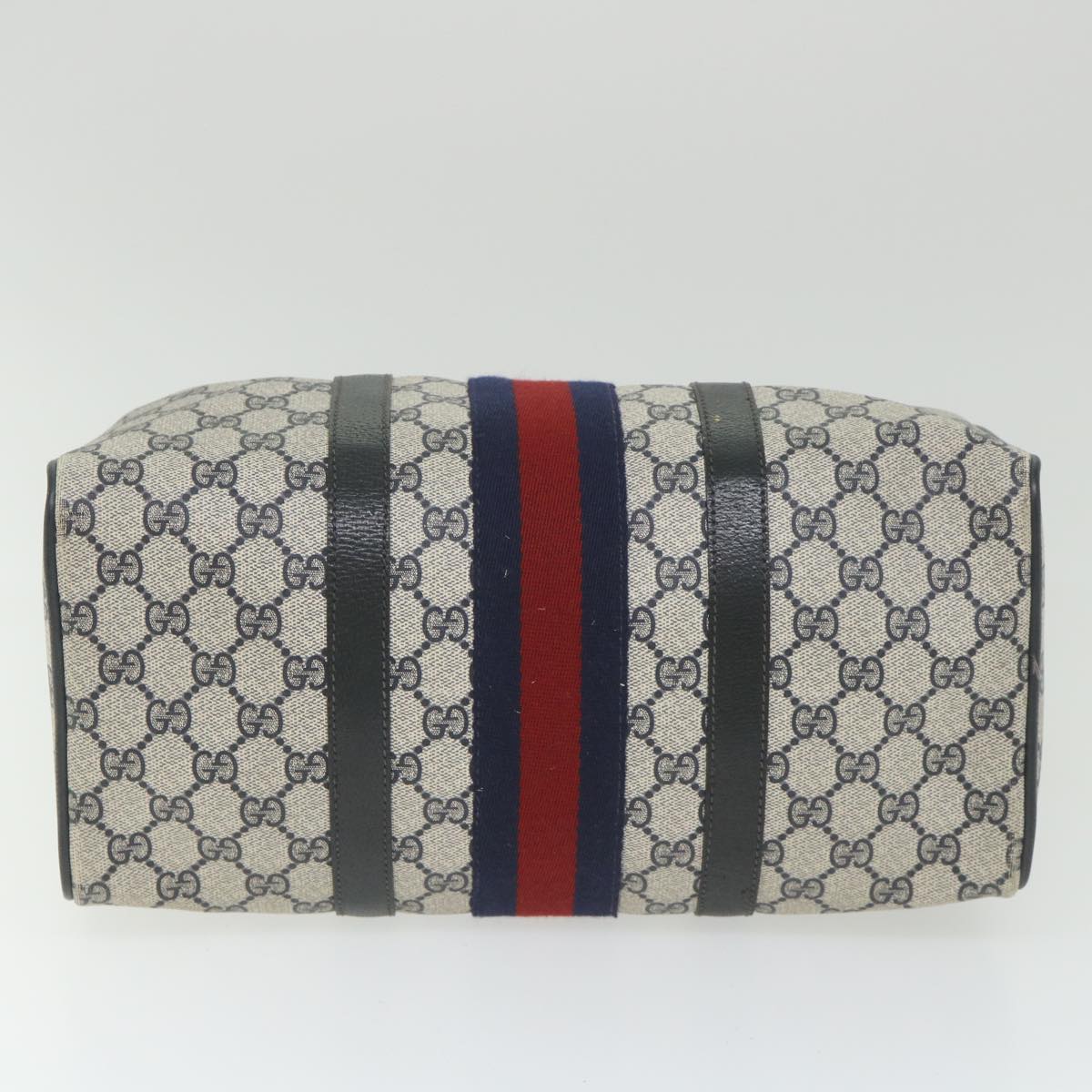 GUCCI GG Supreme Sherry Line Boston Bag Red Navy Gray 98 02 007 ki3731