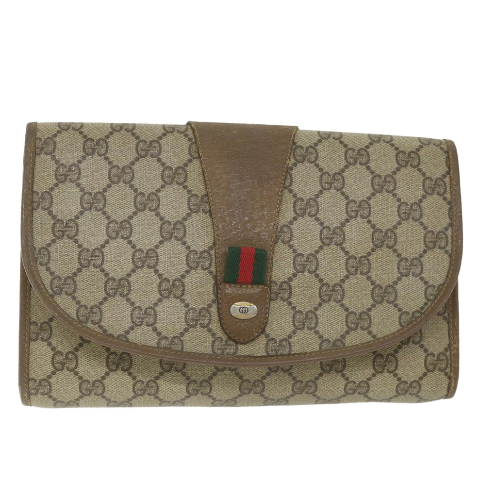 GUCCI GG Supreme Web Sherry Line Clutch Bag Beige Red 89 01 030 ki3749