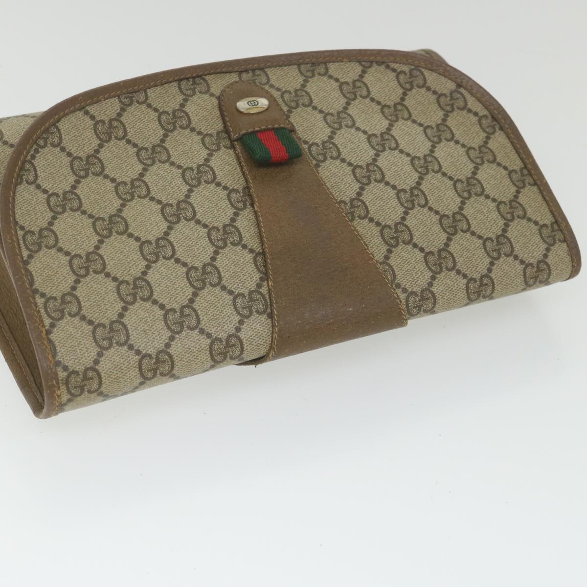 GUCCI GG Supreme Web Sherry Line Clutch Bag Beige Red 89 01 030 ki3749