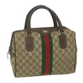 GUCCI GG Supreme Web Sherry Line Hand Bag Beige Red Green ki3750
