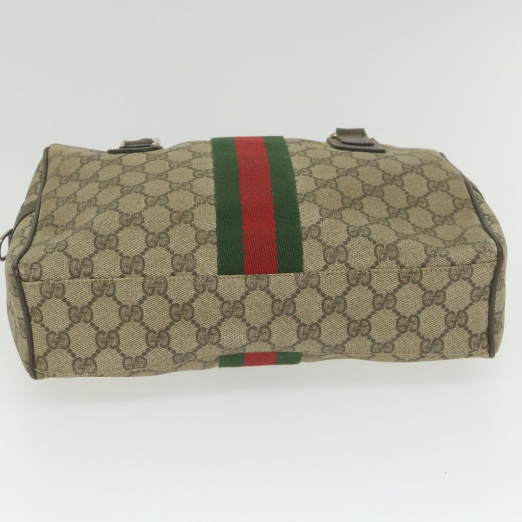GUCCI GG Supreme Web Sherry Line Hand Bag Beige Red Green ki3750