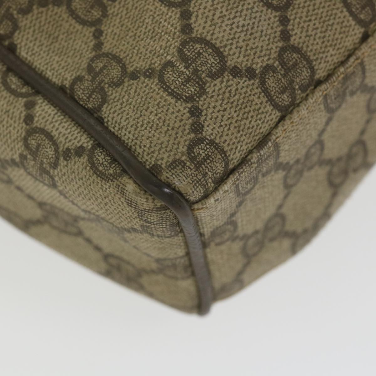 GUCCI GG Supreme Web Sherry Line Hand Bag Beige Red Green ki3750