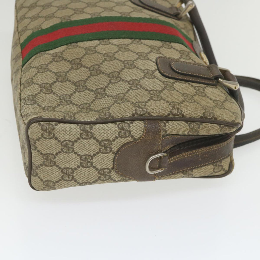 GUCCI GG Supreme Web Sherry Line Hand Bag Beige Red Green ki3750