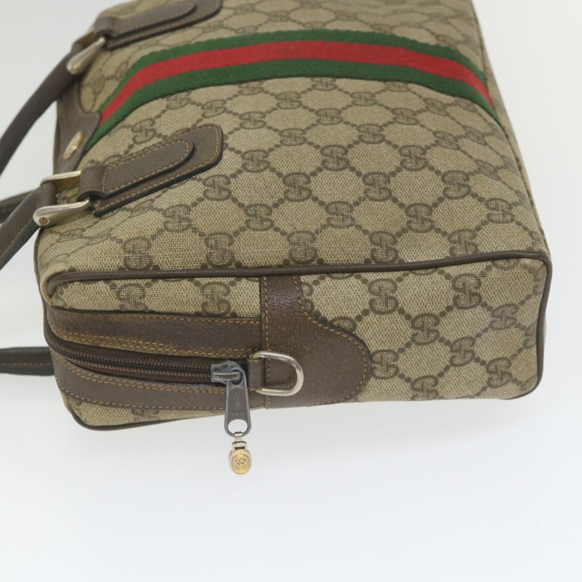 GUCCI GG Supreme Web Sherry Line Hand Bag Beige Red Green ki3750