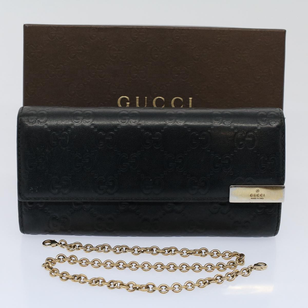 GUCCI GG Canvas Guccissima Long Wallet Black 269541 ki3763
