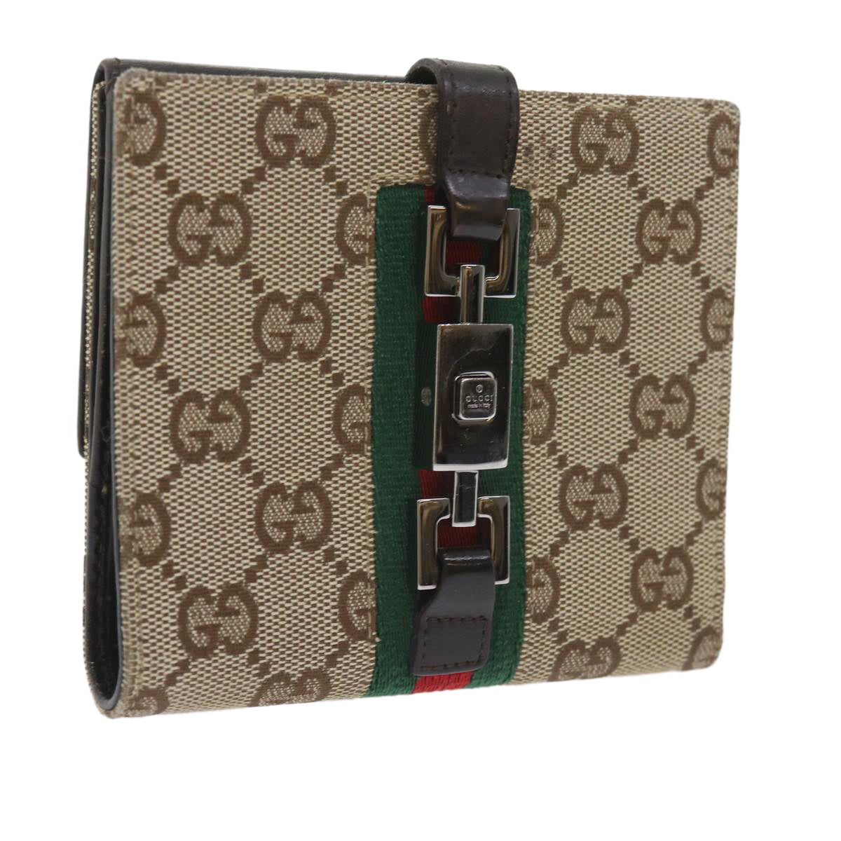 GUCCI GG Canvas Jackie Web Sherry Line Wallet Beige Red Green 05474 ki3788