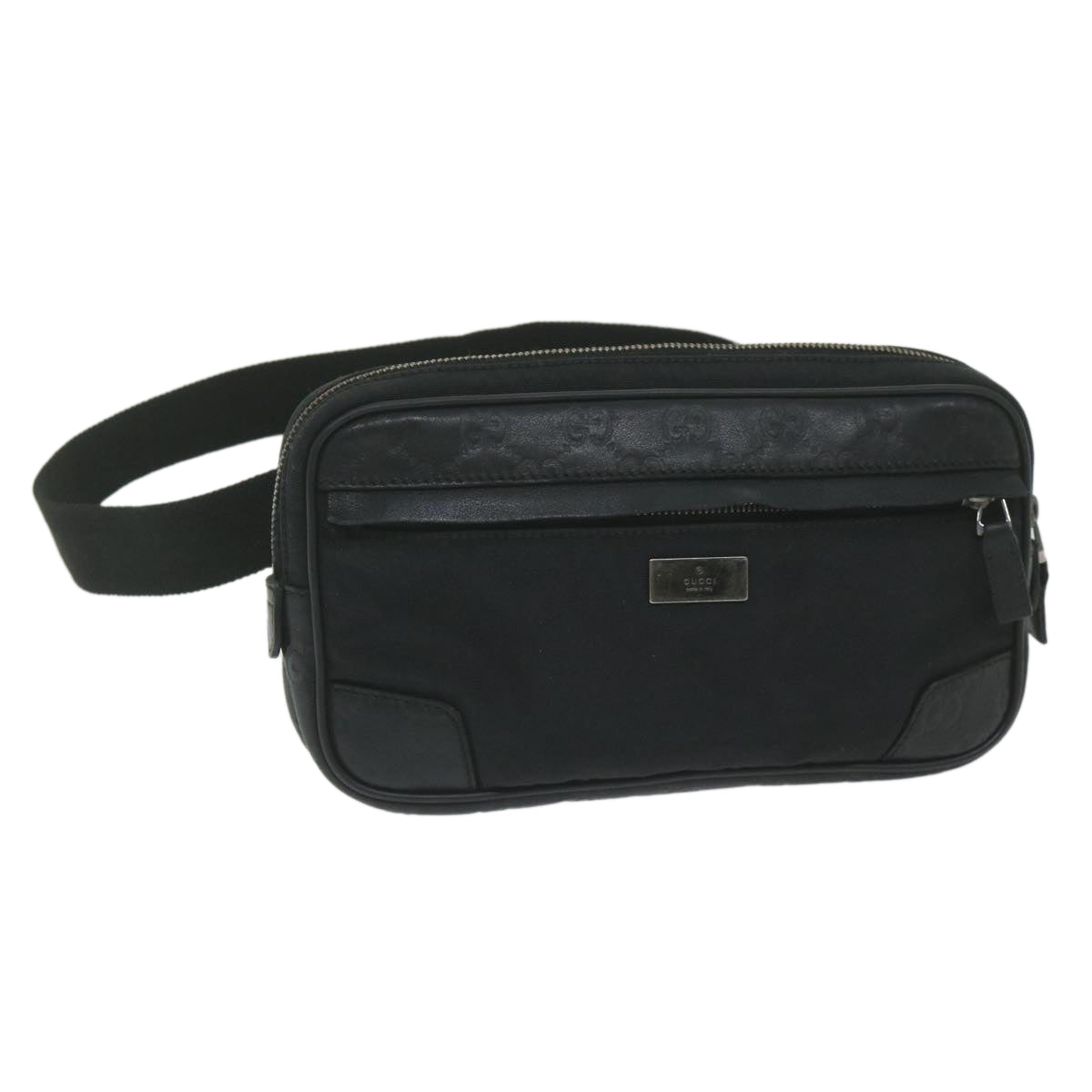 GUCCI Guccissima GG Canvas Waist bag Black 162417 ki3809