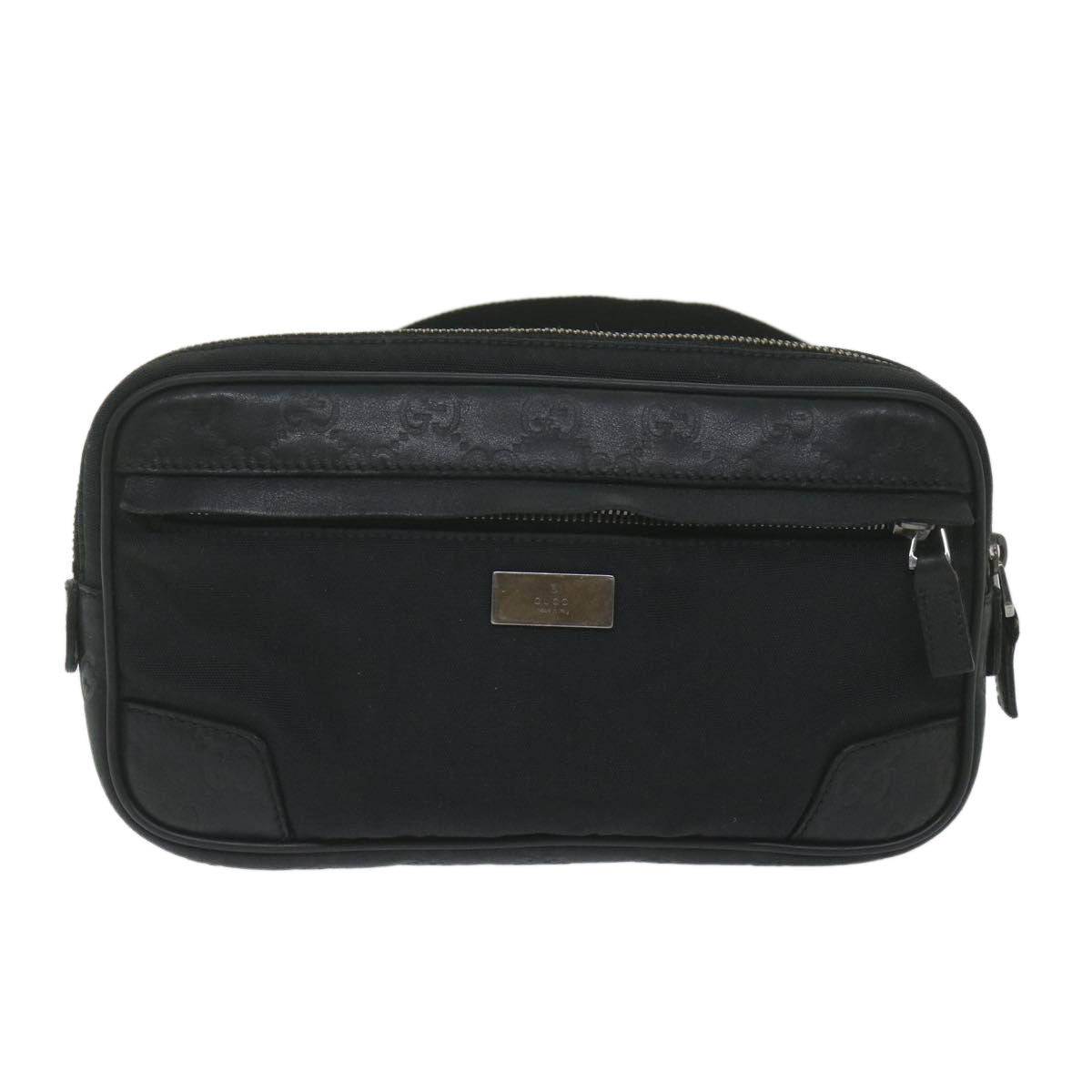 GUCCI Guccissima GG Canvas Waist bag Black 162417 ki3809