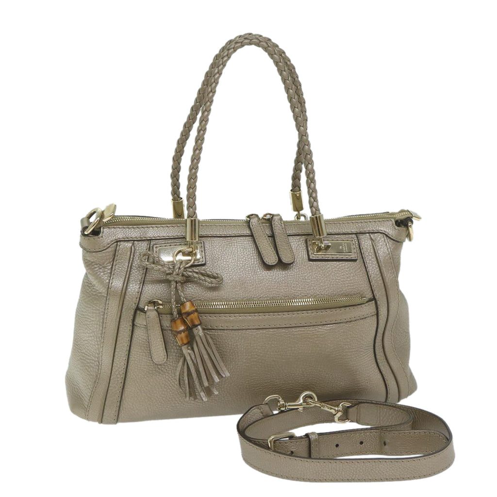 GUCCI Hand Bag Leather 2way Gold Tone 282300 ki3836