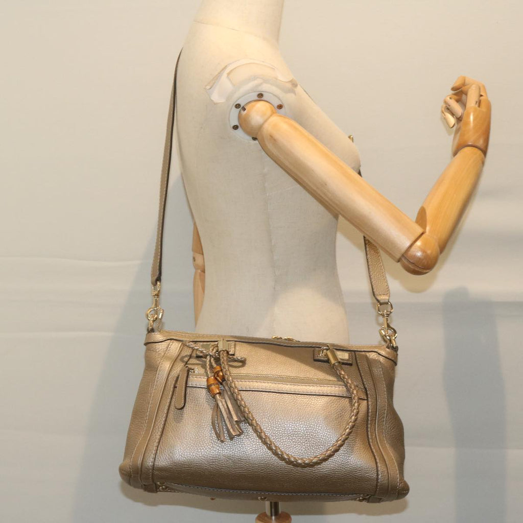 GUCCI Hand Bag Leather 2way Gold Tone 282300 ki3836