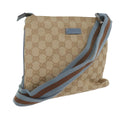 GUCCI GG Canvas Sherry Line Shoulder Bag Brown Light Blue 146309 ki3847