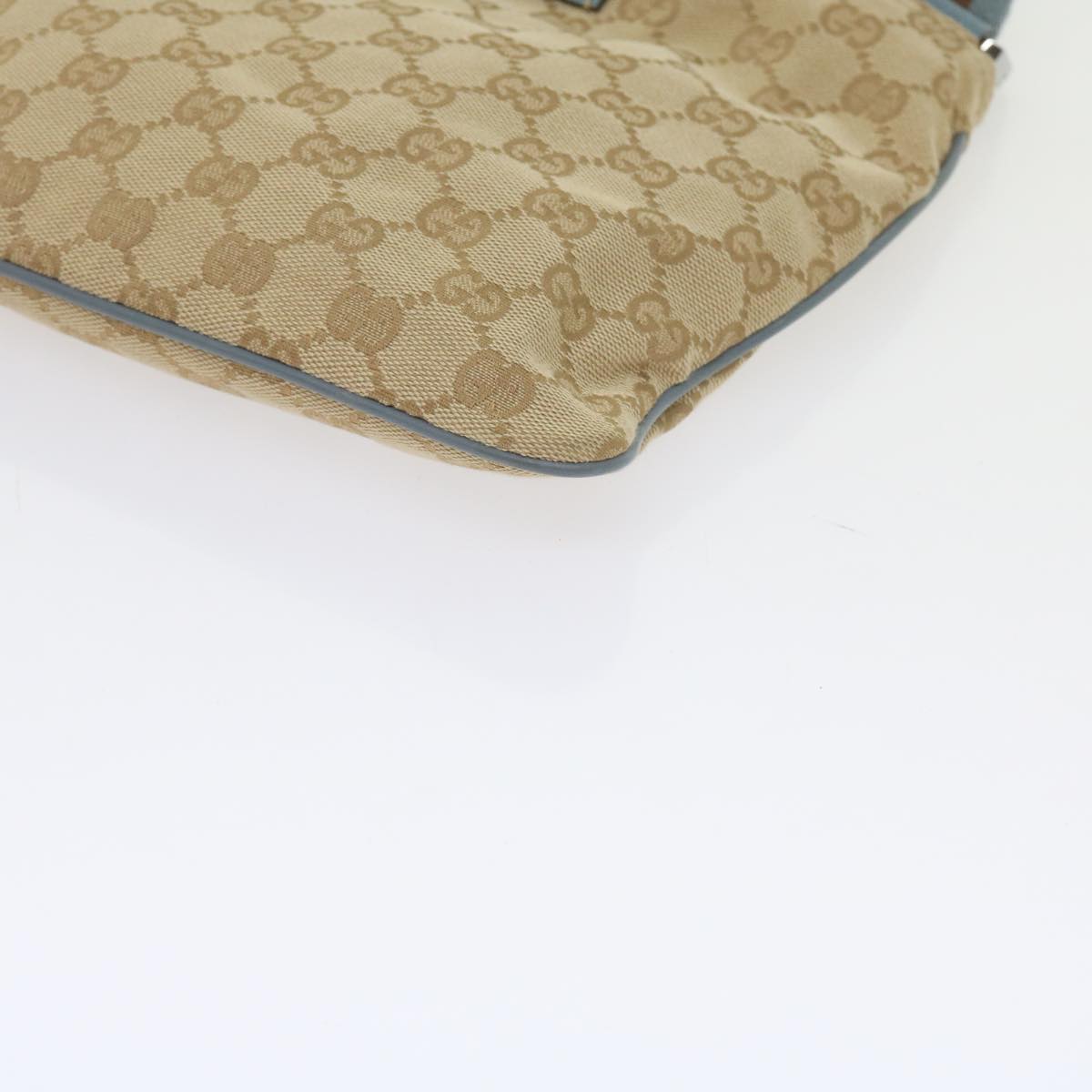 GUCCI GG Canvas Sherry Line Shoulder Bag Brown Light Blue 146309 ki3847