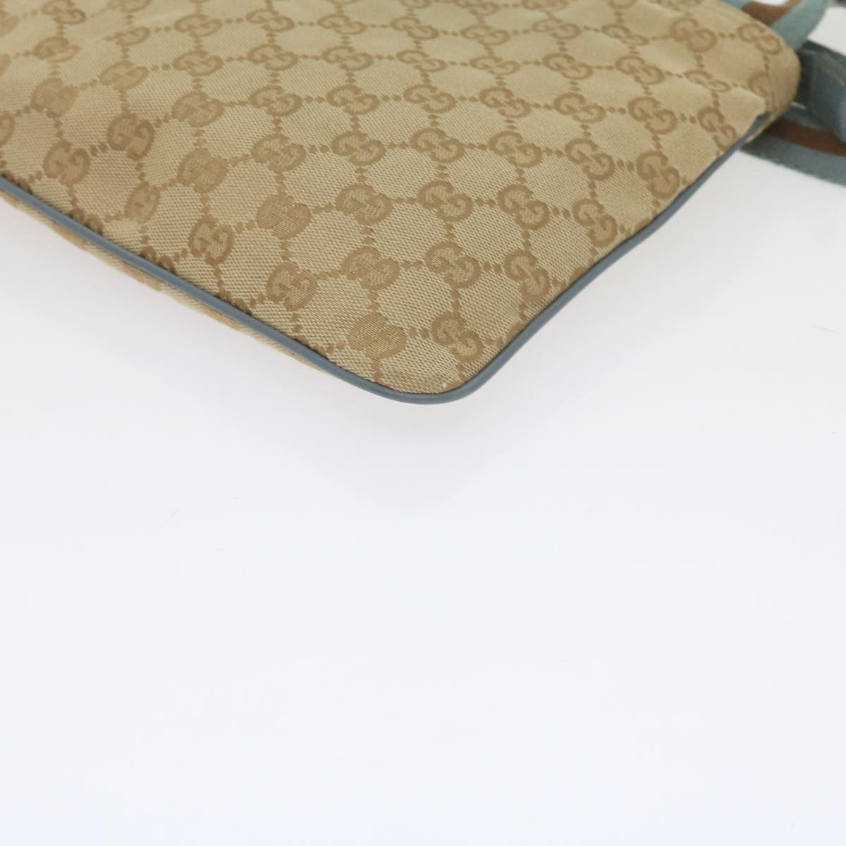 GUCCI GG Canvas Sherry Line Shoulder Bag Brown Light Blue 146309 ki3847