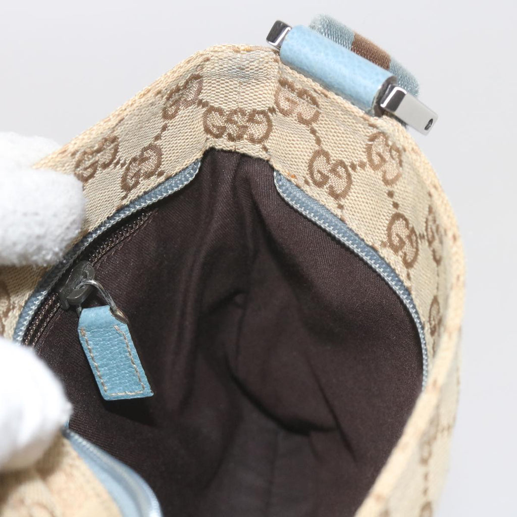 GUCCI GG Canvas Sherry Line Shoulder Bag Brown Light Blue 146309 ki3847