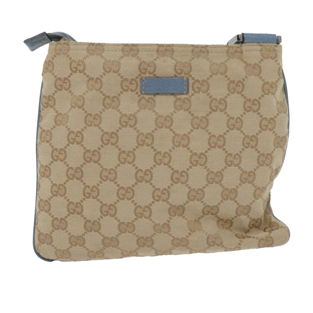 GUCCI GG Canvas Sherry Line Shoulder Bag Brown Light Blue 146309 ki3847