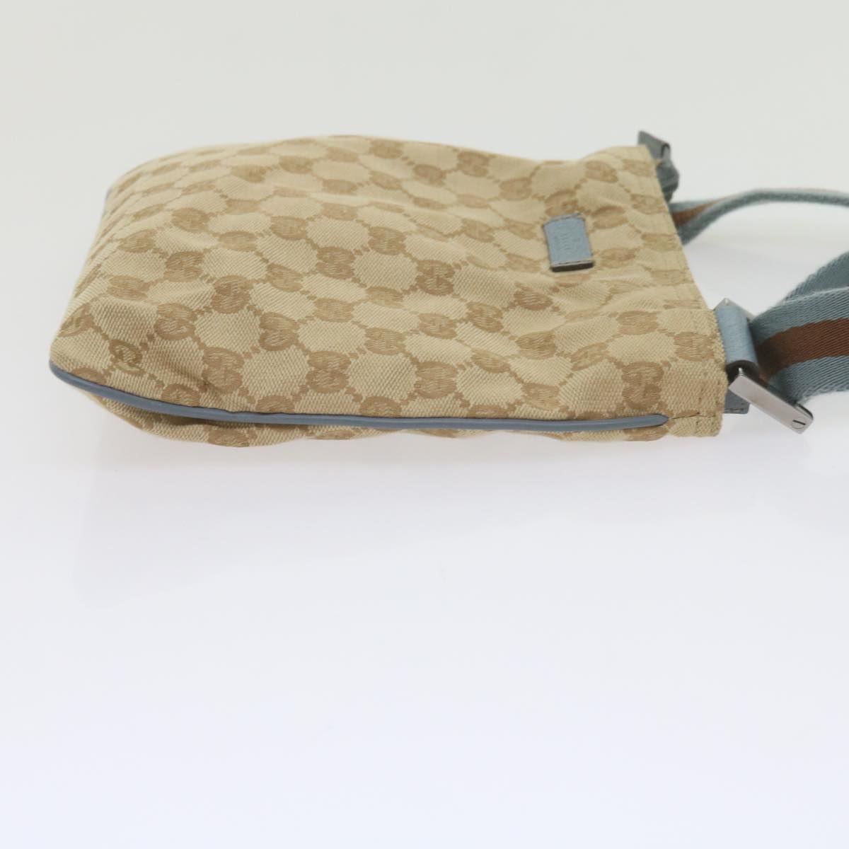 GUCCI GG Canvas Sherry Line Shoulder Bag Brown Light Blue 146309 ki3847