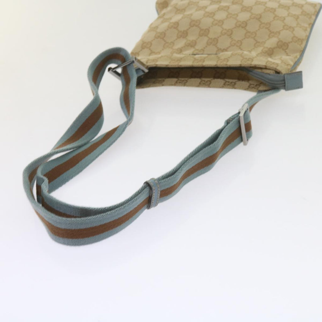 GUCCI GG Canvas Sherry Line Shoulder Bag Brown Light Blue 146309 ki3847