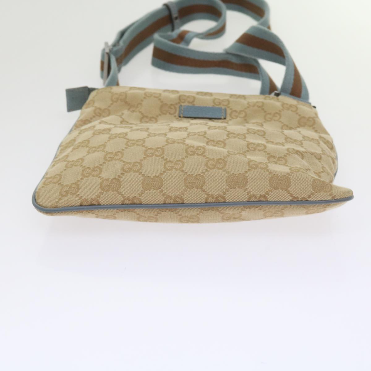 GUCCI GG Canvas Sherry Line Shoulder Bag Brown Light Blue 146309 ki3847